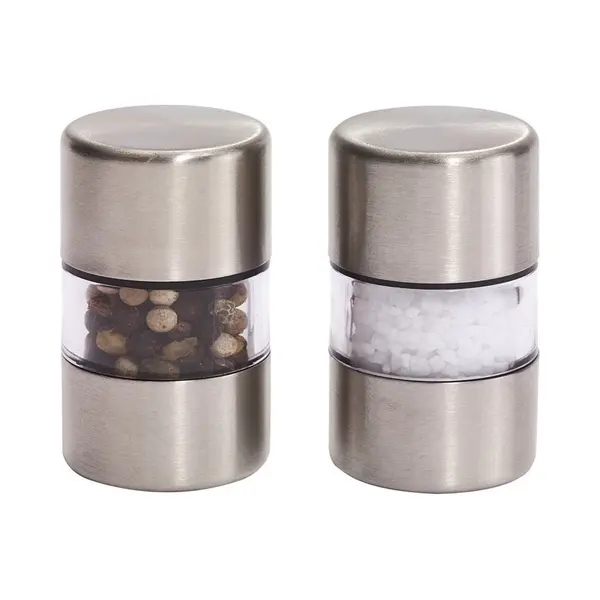 Peper En Zout Set - 5 X 3 Cm - Rvs/kunststof - Pepermolen - Zoutmolen - Incl Geschenkdoos thumbnail