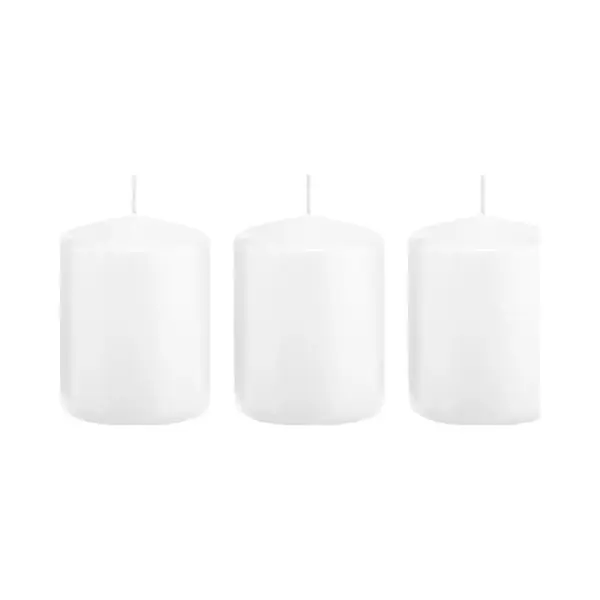 Trend Candles Cilinderkaars/stompkaars - 3x - Wit - 6 X 8 Cm - 29 Branduren - Met Brandvertragende Folie thumbnail