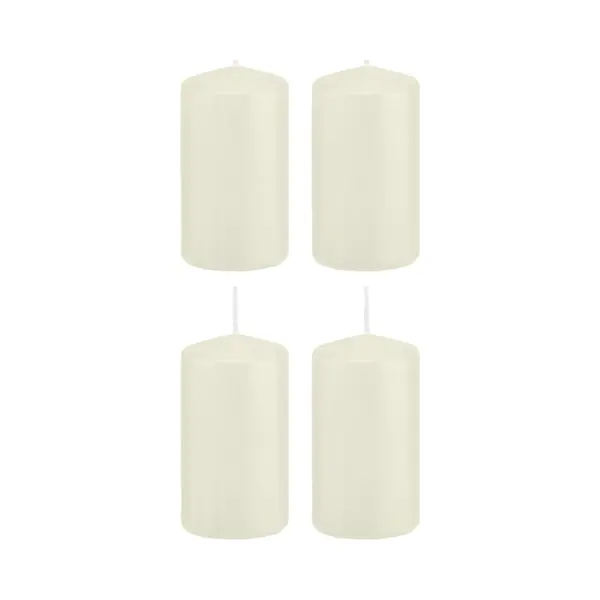 Trend Candles Cilinderkaars/stompkaars - 4x - Ivoorwit - 6 X 12 Cm - 40 Branduren - Met Brandvertragende Folie thumbnail