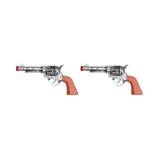 Boland Pistool/revolver - 2x - Zilver - 20 Cm - Kunststof - Western Thema - Verkleedaccessoire