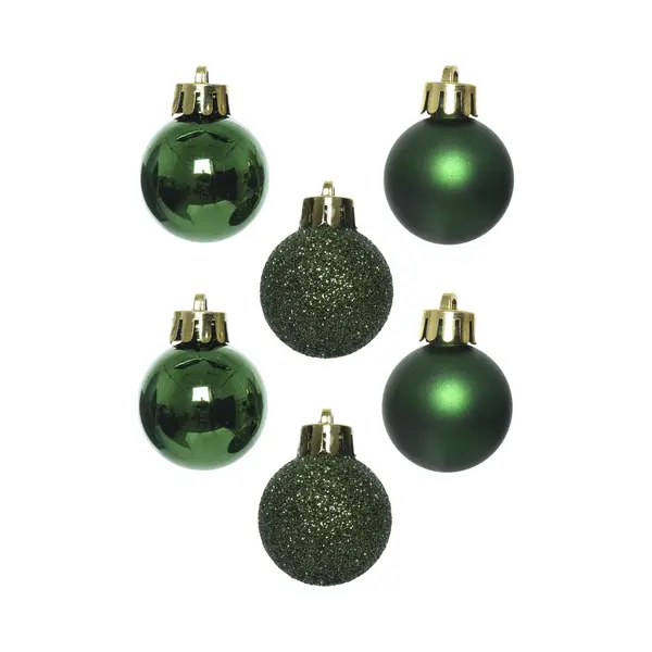 Decoris Mini Kerstballen - 14x St - Donkergroen - D3 Cm - Kunststof - Kerstversiering thumbnail