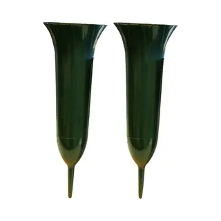 2x Groene Kunststof Grafvazen 37 Cm - Grafvazen Grafkaarsen