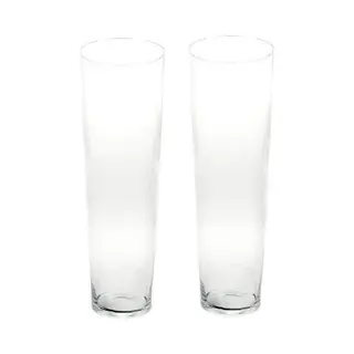 Bellatio Flowers & Plants Conische Bloemenvaas Glas - 2x - H60 Cm - Glazen Bloemenvaas Taps Lopend - Decoratieve Boeketten Vazen