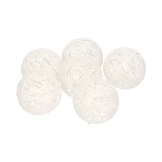6x Rotan Kerstballen Wit Met Glitters 5 Cm - Kerstboomversiering - Kerstversiering/kerstdecoratie Wit