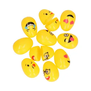 Emoticon Paaseieren Om Te Vullen - 10x Stuks - 6 Cm - Paaseitjes Geel - Paasdecoratie