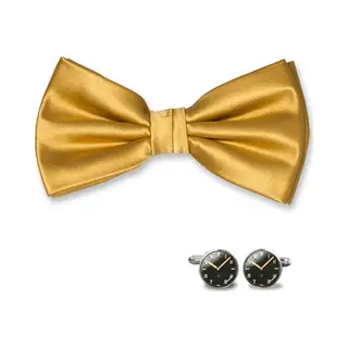 Vlinderstrik - Goud - Vlinderdas - Unisex - Heren - Met Manchetknopen - Vlinder Das - Strik - Strikje - Cadeau