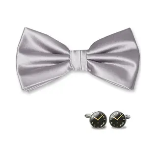 Vlinderstrik - Zilver - Vlinderdas - Unisex - Heren - Met Manchetknopen - Vlinder Das - Strik - Strikje