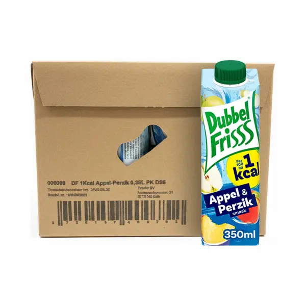 Dubbelfrisss Frisdrank - Appel-Perzik - 1kcal Per 100ml - 8 X 0, 35l thumbnail