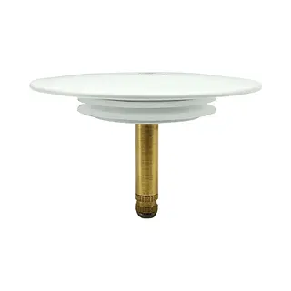 Waterval Rvs Badkuip Afvoerplug Badkamer - Badstop Met Dubbele Afdichting – Verstelbare Badplug Universele Afvoerplug Voor Uw Badkuip - 72 Mm Wit