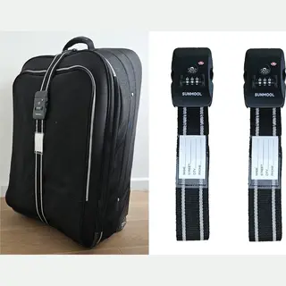 Sunmool Kofferriem Met Tsa Cijfer Slot - Bagage Riem - Luggage Strap - 200 Cm - Zwart - 2 Stuks