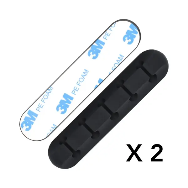 Merkloos 2x Kabel Organiser Zwart - 2x Kabel Clips Voor 5 Kabels - Zelfklevende Kabelclips - Kabelklem - Kabelhouder - Kabelgoot - Houder - Kabel thumbnail