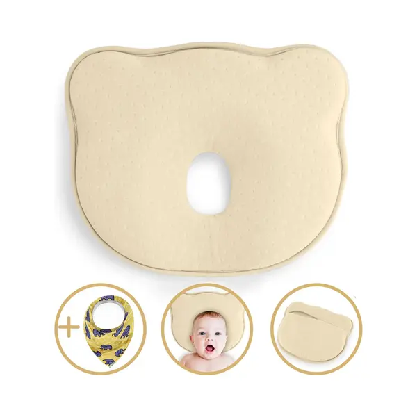 BabyIQ Baby Iq Baby Hoofdkussen - Geel - Incl Extra Slabbertje En Beschermhoes thumbnail
