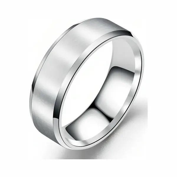 TrendFox Heren Ring Zilver Kleurig Met Strak Gepolijste Rand - Staal - Ringen Mannen Dames - Valentijnsdag - Valentijn Cadeautje Voor Hem thumbnail