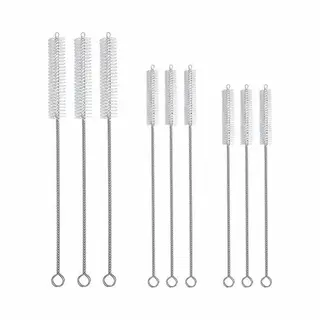 Fako Bijoux® - Rvs Schoonmaakborstels Voor Rietjes - Borsteltjes - 9 Stuks - Herbruikbaar & Duurzaam