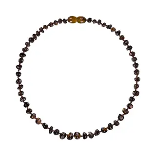 ForDig Wild Sun Barnsteen Ketting Volwassene - Amber Ketting - Baltische Barnsteen – 45 Cm – Dark Green