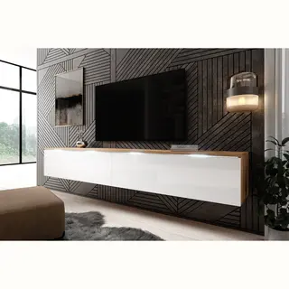 Meubella Tv-Meubel Dixon - Eiken - Wit - 180 Cm