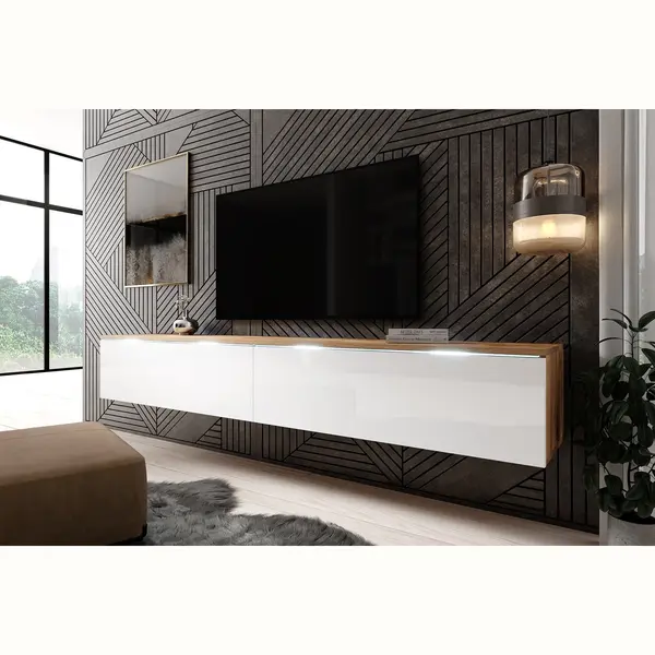 Meubella Tv-Meubel Dixon - Eiken - Wit - 180 Cm thumbnail