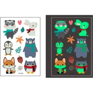 Plak Tattoos | Tattoo Stickers | Nep-tatoeages | Glow In The Dark | Winterdieren | 1 Vel