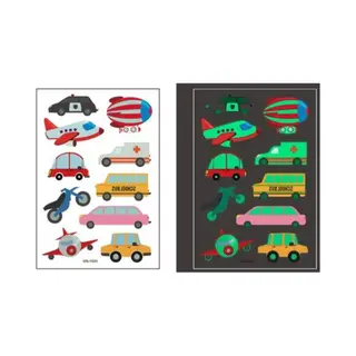 Plak Tattoos | Tattoo Stickers | Nep-tatoeages | Glow In The Dark | Voertuigen| 1 Vel