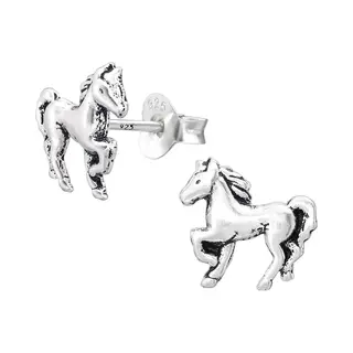 Zilveren Paard Galop Kinderoorknopjes | Paard Kinderoorbellen | Horse Oorbellen Meisje Zilver | Zilverana | Sterling 925 Silver