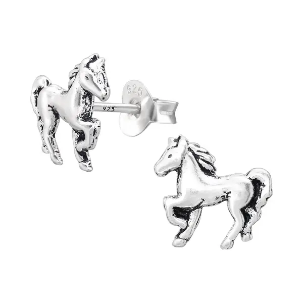 Zilveren Paard Galop Kinderoorknopjes | Paard Kinderoorbellen | Horse Oorbellen Meisje Zilver | Zilverana | Sterling 925 Silver thumbnail