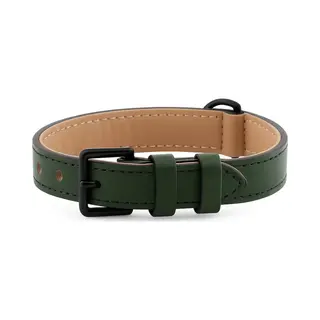 Brute Strength - Luxe Leren Halsband Hond - Donker Groen - M - (36 - 43 Cm) X 2, 5cm - Honden Halsband - Hondenhalsband - Halsband Hond Leer - Leren