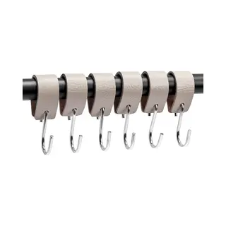Brute Strength - S Haken Mit Lederschlaufe - Hellgrau - 24X - 12, 5 X 2, 5 Cm - Kleiderhaken Garderobenhaken Fleischerhaken Leder