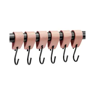 Brute Strength - Leren S-haak Hangers - Roze - 24 Stuks - 12, 5 X 2, 5 Cm – Zwart Zilver – Leer - Handdoekhaakjes - Ophanghaken – Kapstokhaak