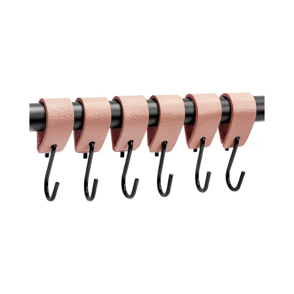 Brute Strength - Leren S-haak Hangers - Roze - 24 Stuks - 12, 5 X 2, 5 Cm – Zwart Zilver – Leer - Handdoekhaakjes - Ophanghaken – Kapstokhaak thumbnail