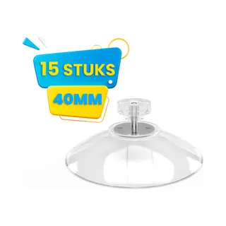 Brute Strength - 15 X Zuignap Met Schroefdraad - 40MM M4x10 - Zuignap Met Haak Alternatief Voor Raamfolie - Zuignappen Zonwering - Zuignap Haakjes -