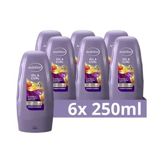 Andrélon Conditioner - Oil & Curl - Verrijkt Met Buriti-olie En Murumuru-boter - 6 X 250 Ml - Voordeelverpakking