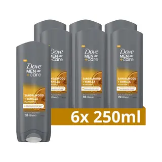 6x Dove Douchegel Men+ Care Sandalwood&Vanilla 250 Ml