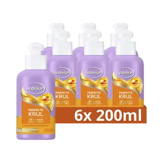 Andrélon Rijk Voedende Leave-in Haarcrème - Perfecte Krul - Verrijkt Met Kokosolie & Glycerine - 6 X 200 Ml