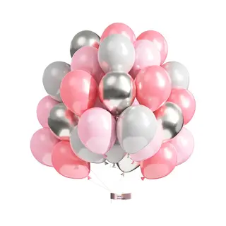 Luna Balunas 50 Stuks Roze Latex Ballonnen Grijs Zilver Helium Babyshower Geboorte Meisje - Verjaardag Versiering - Fsc - Eco Friendly