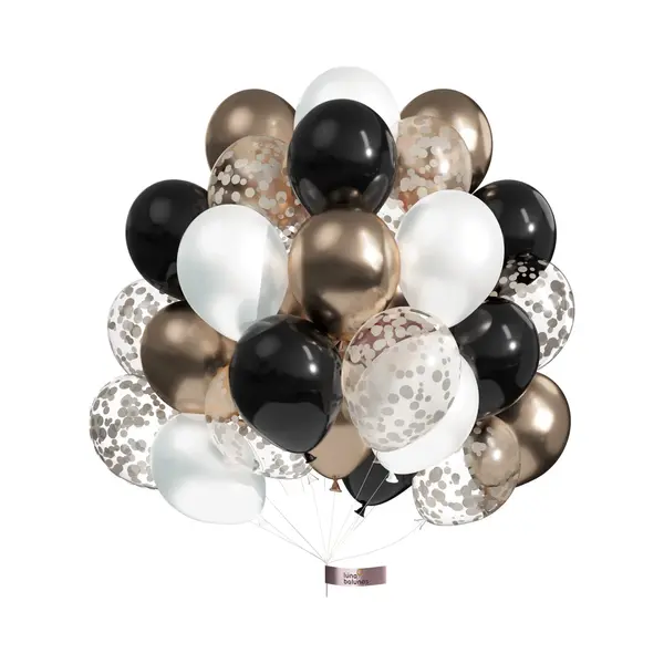 Luna Balunas 50 Stuks Latex Ballonnen Champagne Goud Zwart Helium - Verjaardag Feest - Eco Friendly - Happy New Year thumbnail