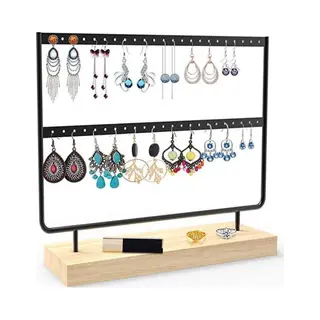 New Age Devi Sieradenhouder - Display Voor Sieraden - Oorbellenrek - Hout En Metaal - 27x22x7 Cm - Zwart