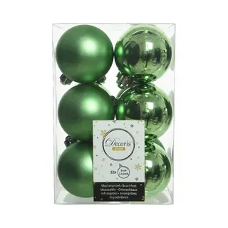 Decoris Kerstballen - 12x St - Groen - D6 Cm - Kunststof - Kerstversiering - Onbreekbare Kerstballen