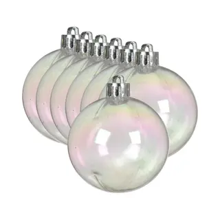 Decoris Kerstballen - 12x Stuks - 6 Cm - Transparant Parelmoer -kunststof -kerstversiering