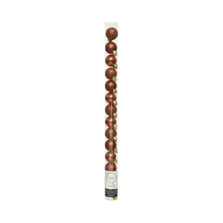 Decoris Mini Kerstballen - 14x St - Terra Bruin - D3 Cm - Kunststof - Kerstversiering