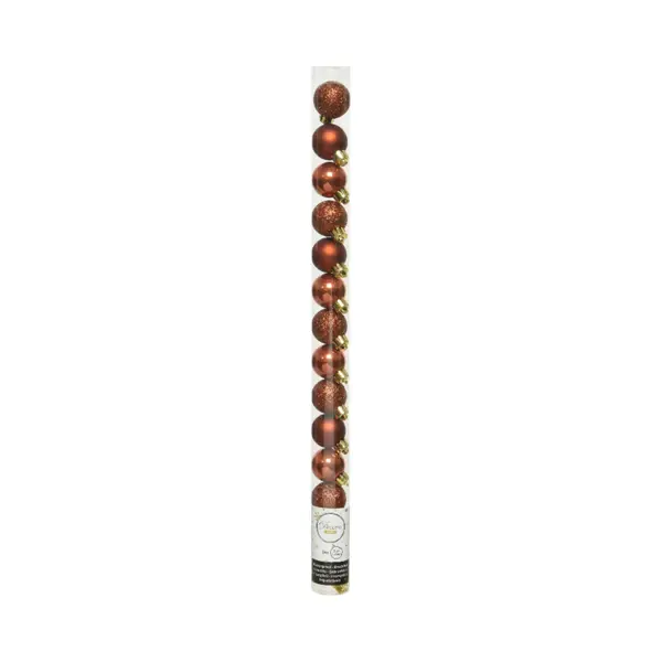 Decoris Mini Kerstballen - 14x St - Terra Bruin - D3 Cm - Kunststof - Kerstversiering thumbnail