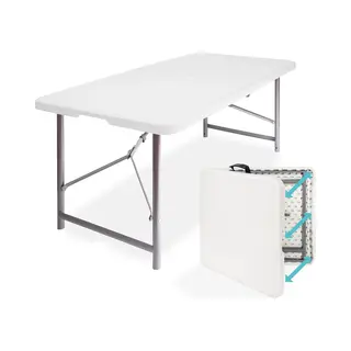 LifeGoods Zusammenklappbarer Tisch - 60x120cm - Campingtisch - Wetterfest - Klapptisch - Weiß