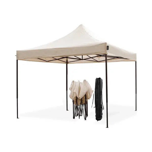 LifeGoods Partytent - Opvouwbaar - 3x3 M - Easy Up - Paviljoen - Waterdicht - Draagtas Met Wieltjes - Beige thumbnail