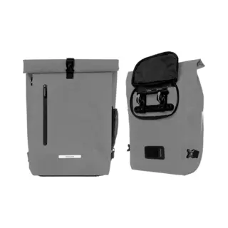 LifeGoods Enkele Fietstas - 25L - Fietsrugzak Waterdicht - Compact - Schoudertas En Rugtas - Ronde Bagagedragers - Waterdicht - Grijs