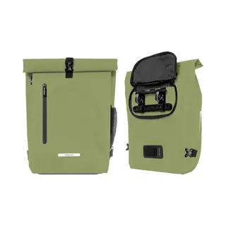 LifeGoods Enkele Fietstas - 25L - Fietsrugzak Waterdicht - Compact - Schoudertas En Rugtas - Ronde Bagagedragers - Waterdicht - Olijfgroen