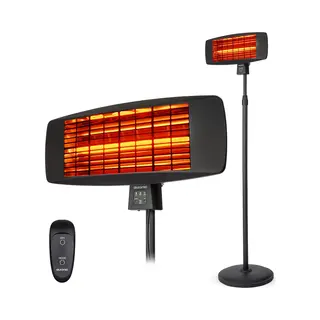 Auronic Terrassenheizer - 2000W - Hängeleuchte Und Standfuß - Inkl. Fernbedienung - 3 Stufen - Schwarz