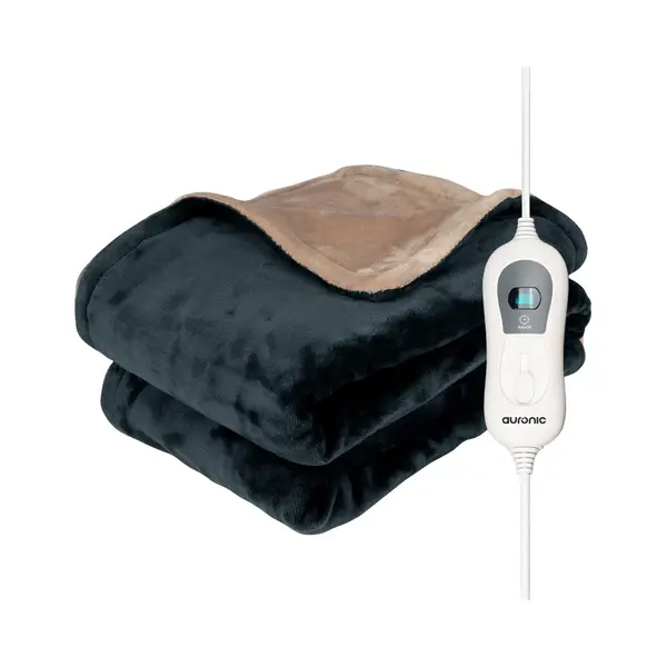 Auronic - Elektrische Wärmedecke Mit Timer - 3 Stufen - 160 X 120cm - Anthrazit/ Beige thumbnail
