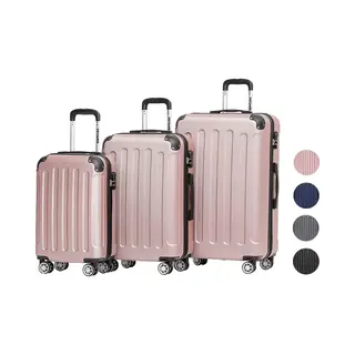 Trvlmore Kofferset - 3 Delig - 38L Handbagage + 70L En 110L Ruimbagage - Lichtgewicht - Trolley - Reiskoffer Set - Roségoud