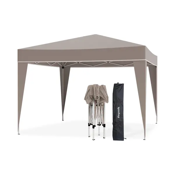 LifeGoods Partyzelt - Pavillon - EasyUp - Faltbar - Wasserdicht - Mit Tragetasche - 300 X 300 Cm - Beige thumbnail