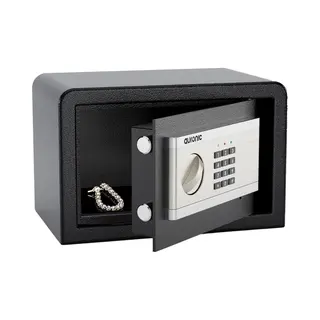 Auronic Elektronische Kluis - Cijferslot - Sleutel - Muurbevestiging - 4, 3cm Deur - 130dB Alarm - 8L - 31x20x20cm - 4, 5KG - Staal - Zwart