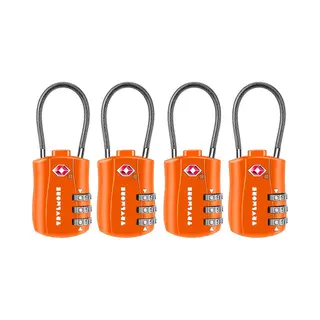 Trvlmore Kofferslot - Tsa Reisslot - Slot - Hangslot - 3 Cijferig - 4 Stuks - Slotje Bagage - Kabelslot - Cijferslot - Oranje